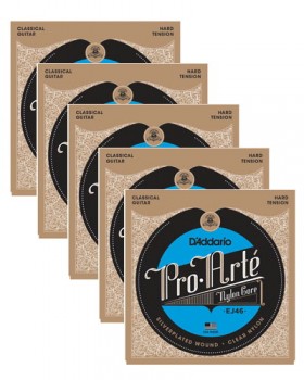 Pro Arte: EJ46X5 Silver/Clear/Hard Tension [5 Pack] available at Guitar Notes.
